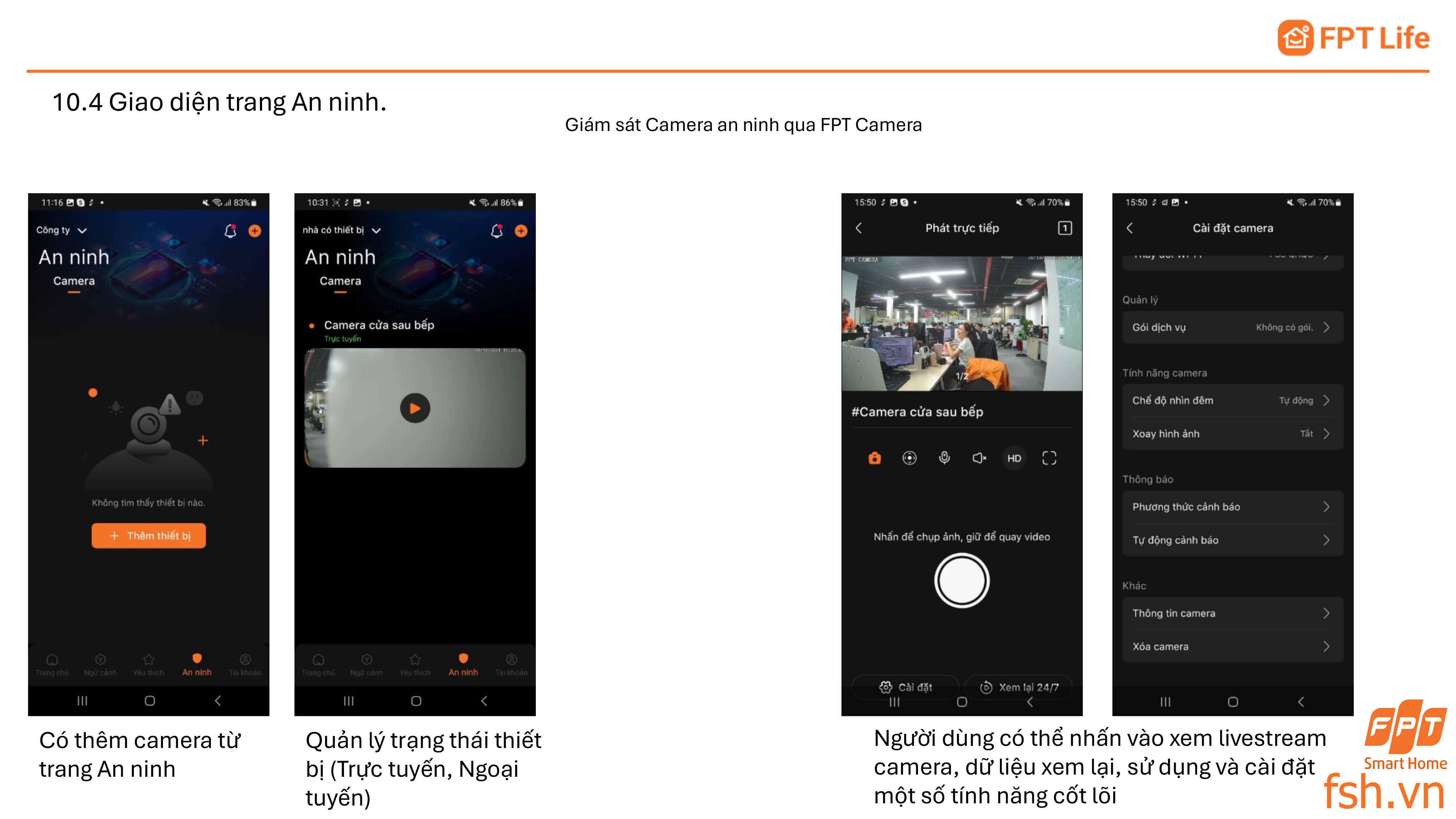 Giao diện an ninh App FPT Life Pro