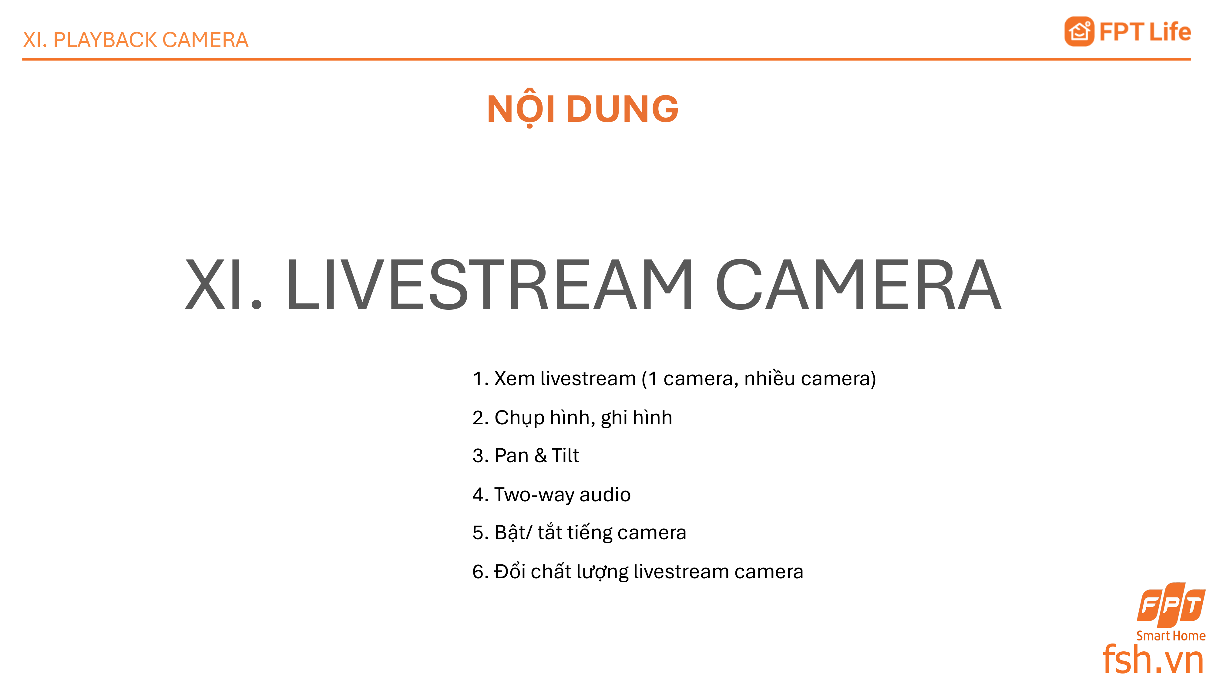 Hướng dẫn livestream camera app FPT Life Pro