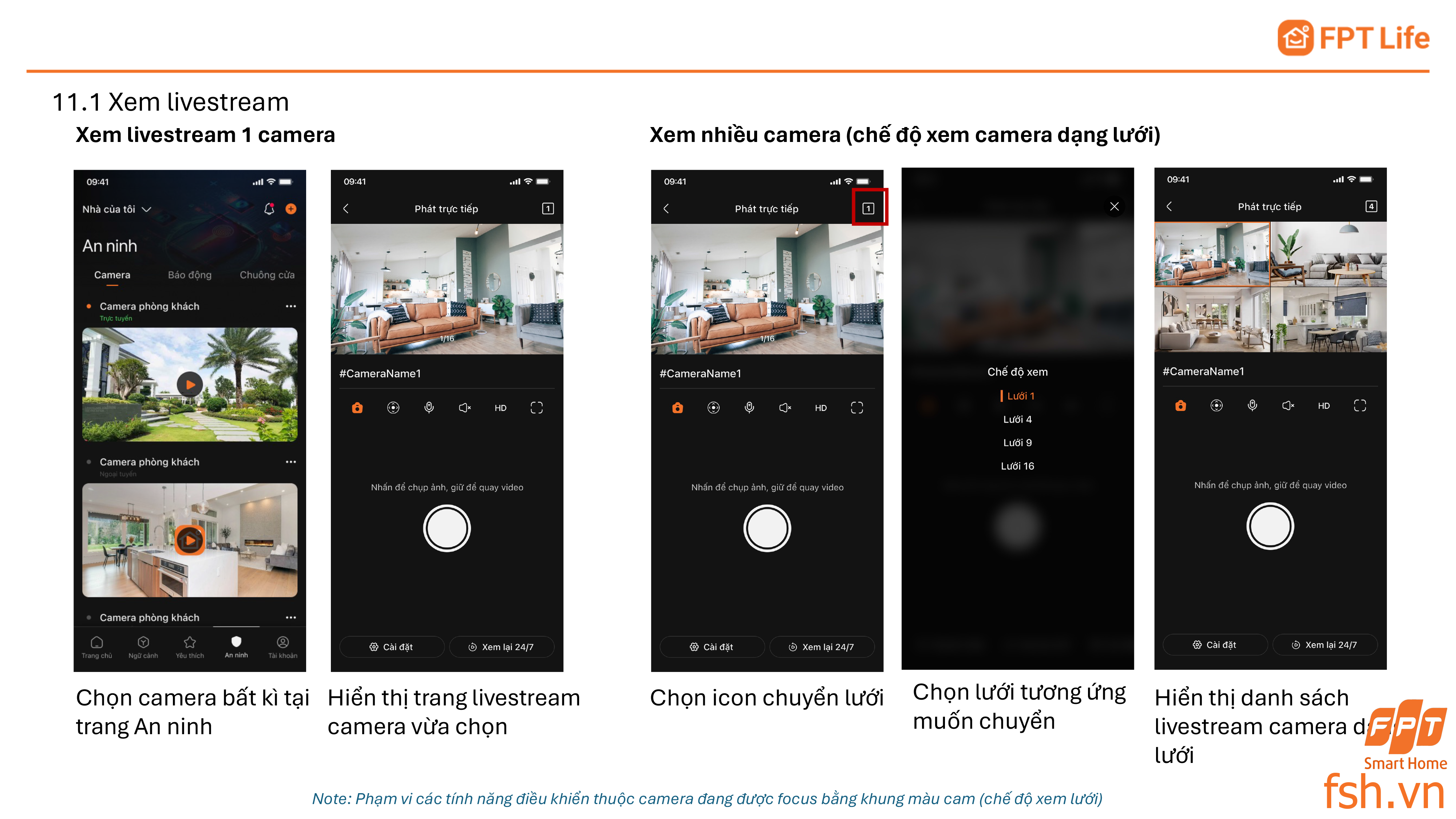 Hướng dẫn xem livestream camera app FPT Life Pro