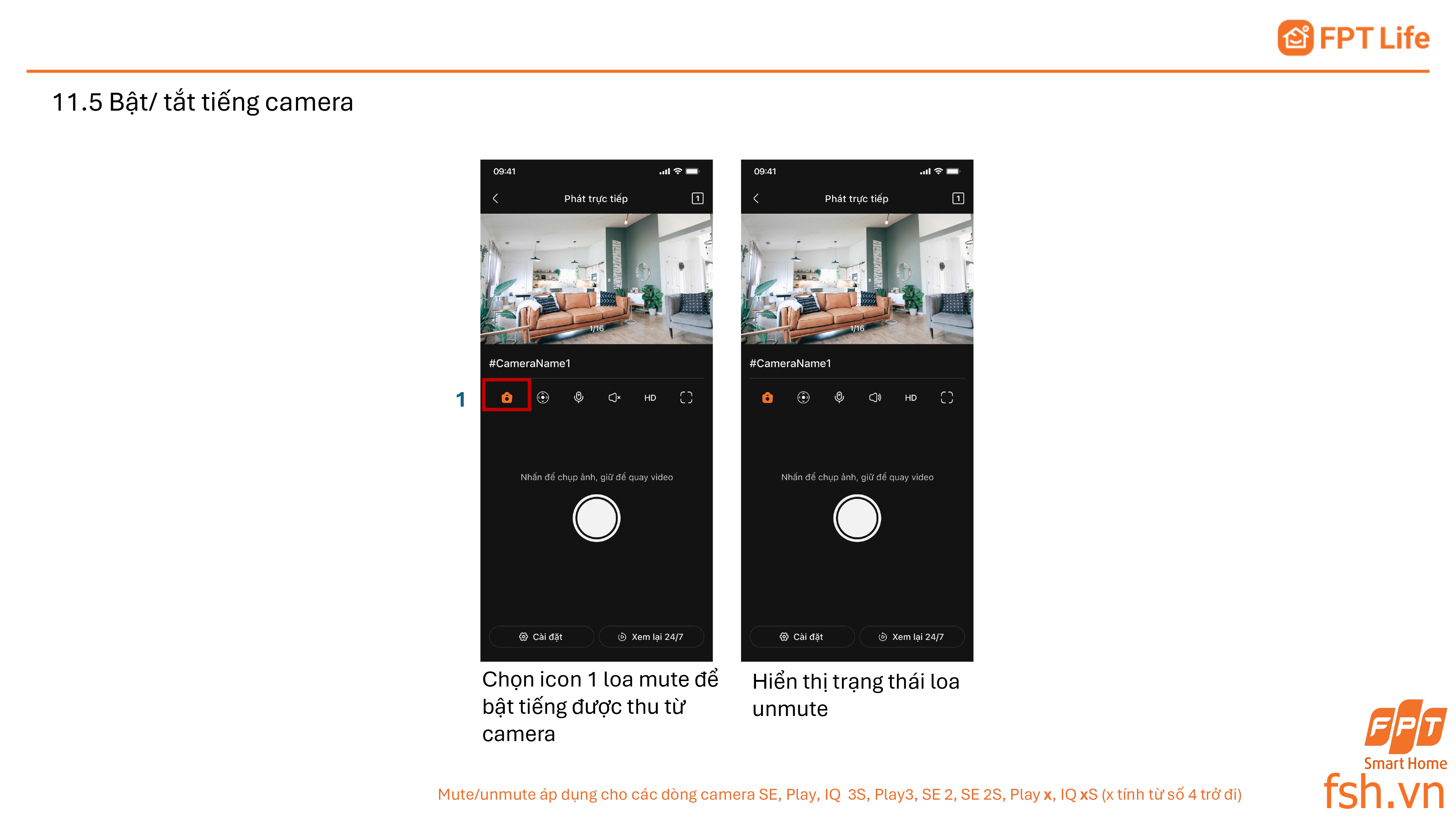 Hướng dẫn bật tắt tiếng camera app FPT Life Pro