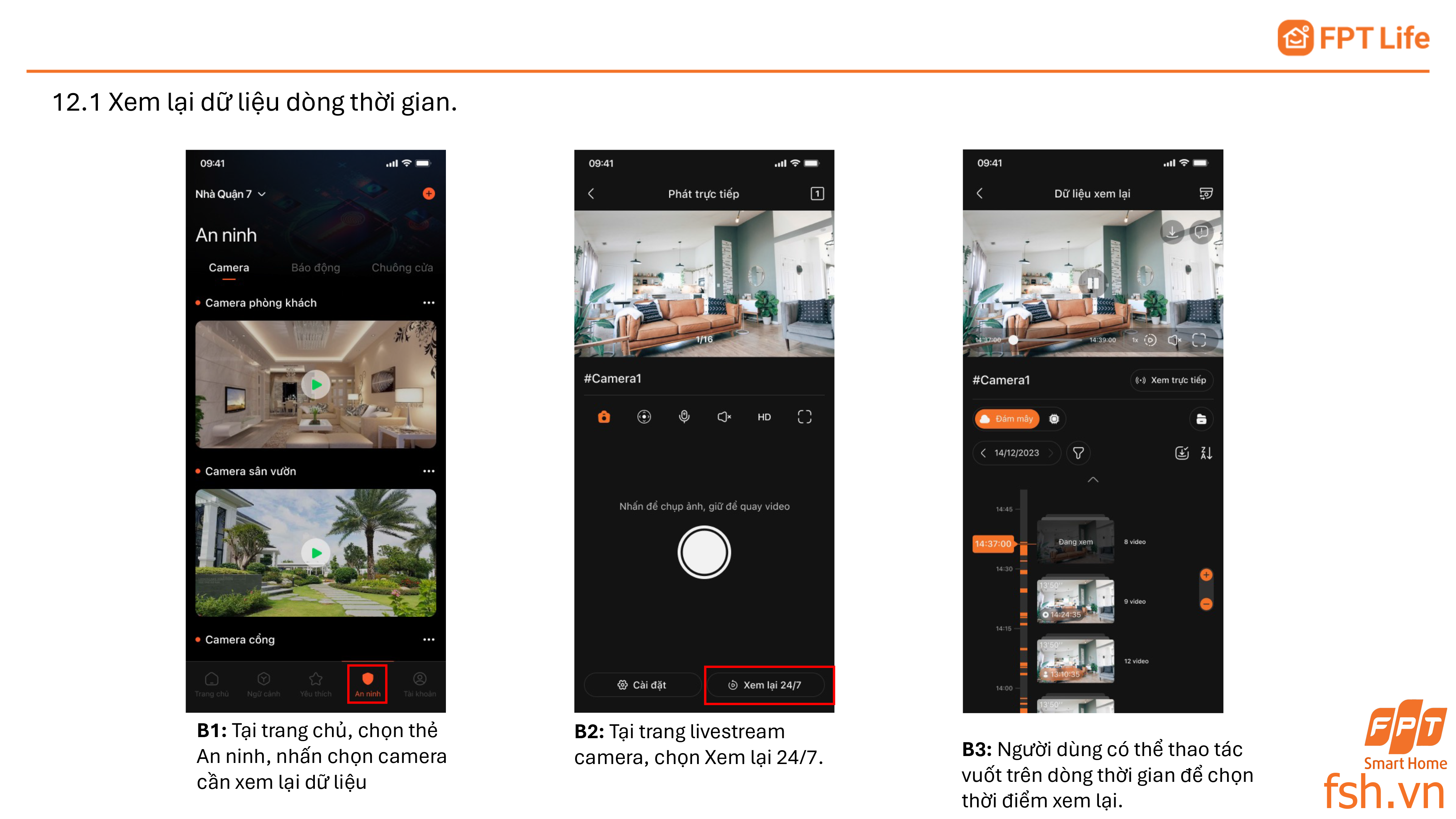  Xem lại dữ liệu camera fpt trên app FPT Life Pro