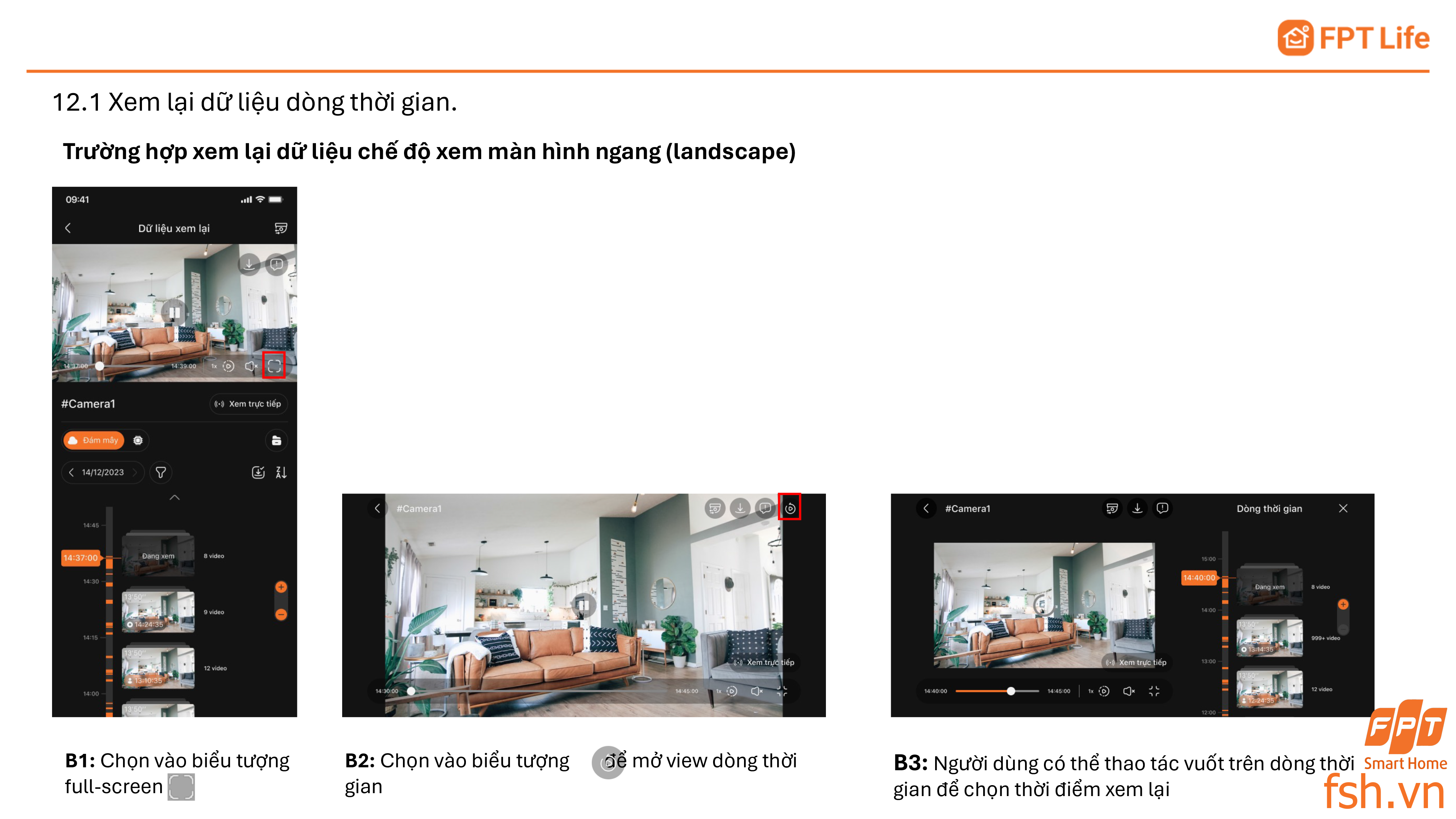 Xem lại dữ liệu camera fpt trên app FPT Life Pro