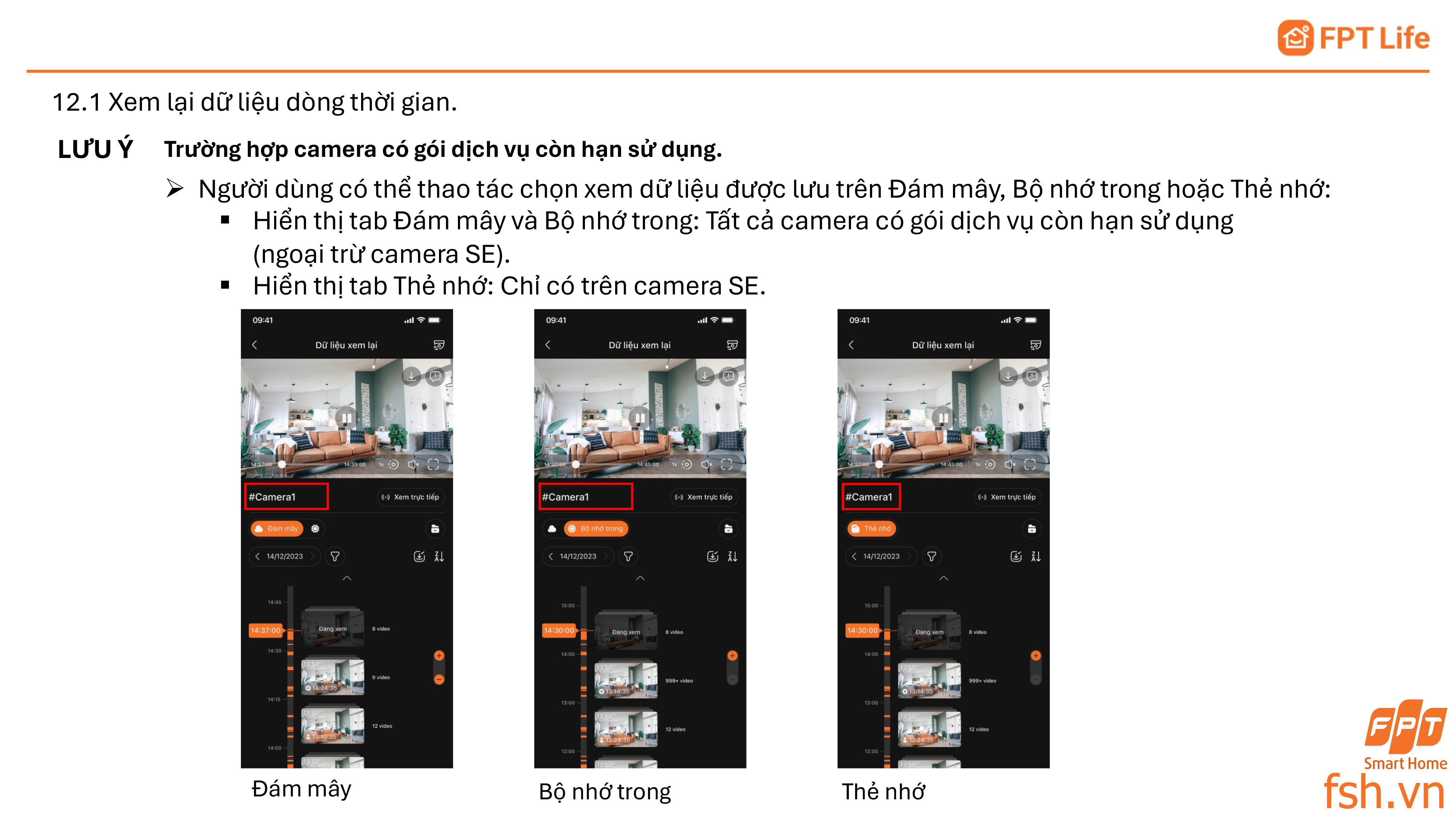 Xem lại dữ liệu camera fpt trên app FPT Life Pro