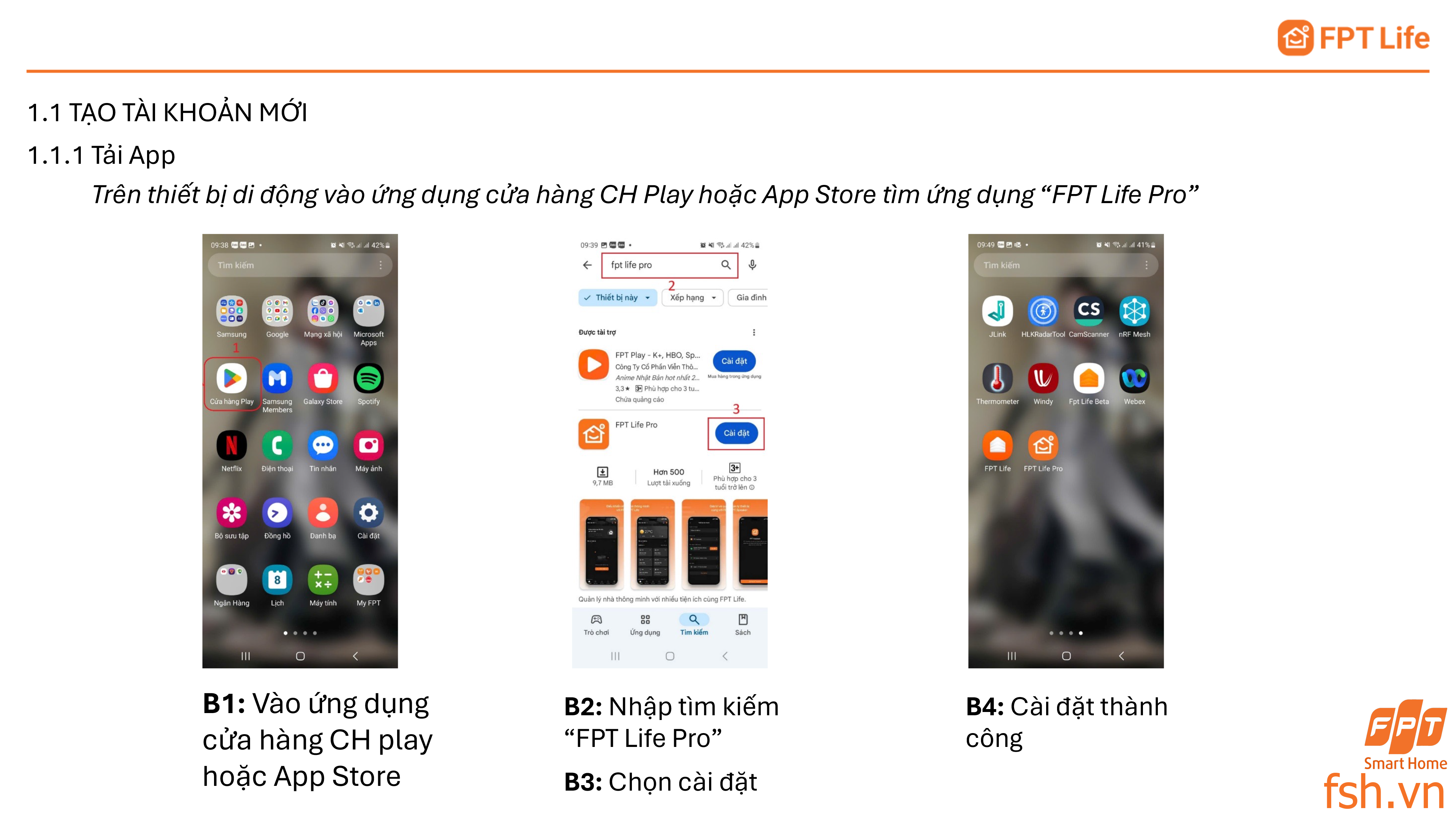 Hướng dẫn Tạo tài khoản Mới App FPT Life Pro