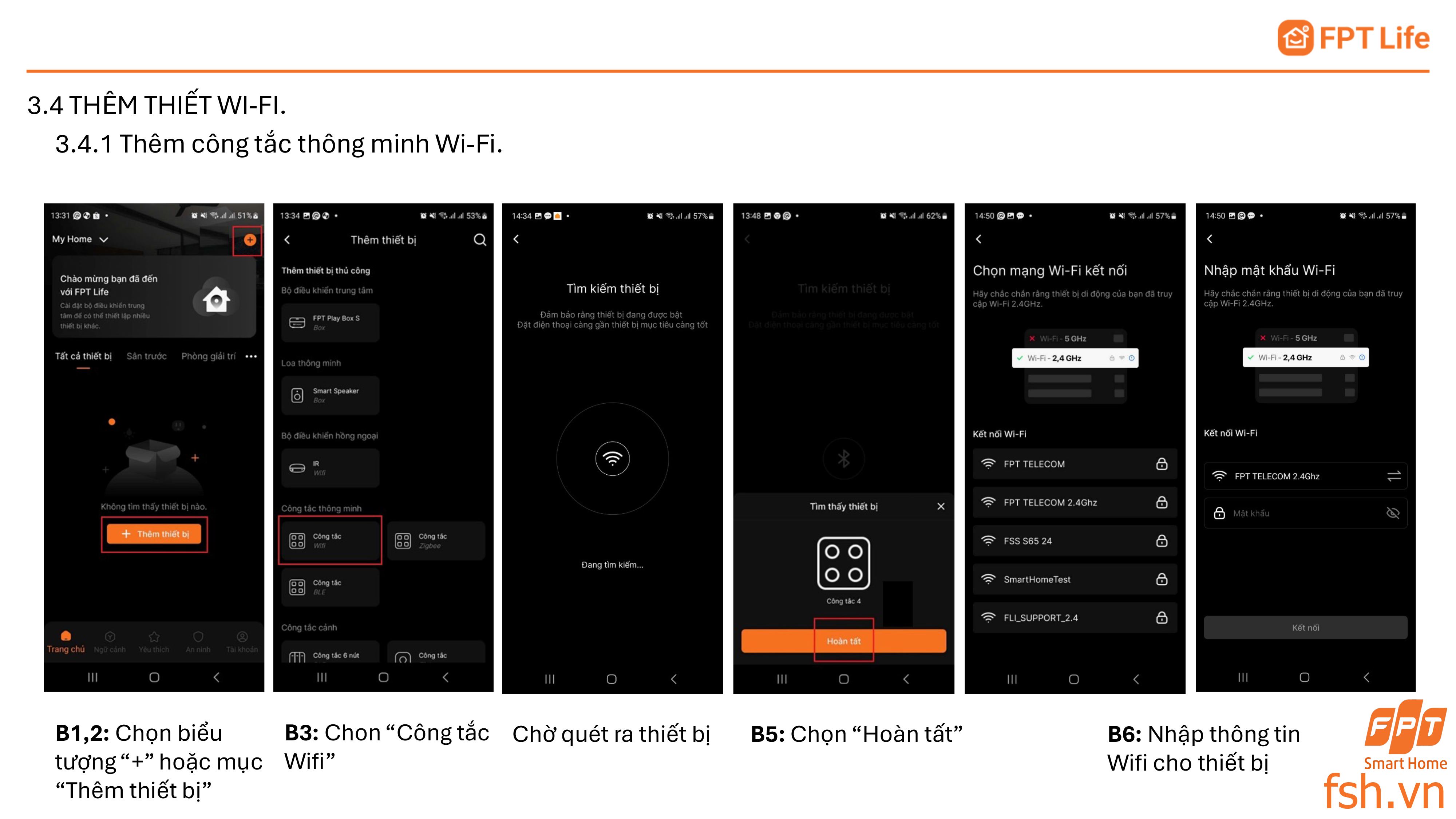 Thêm thiết bị Wifi App FPT Life Pro