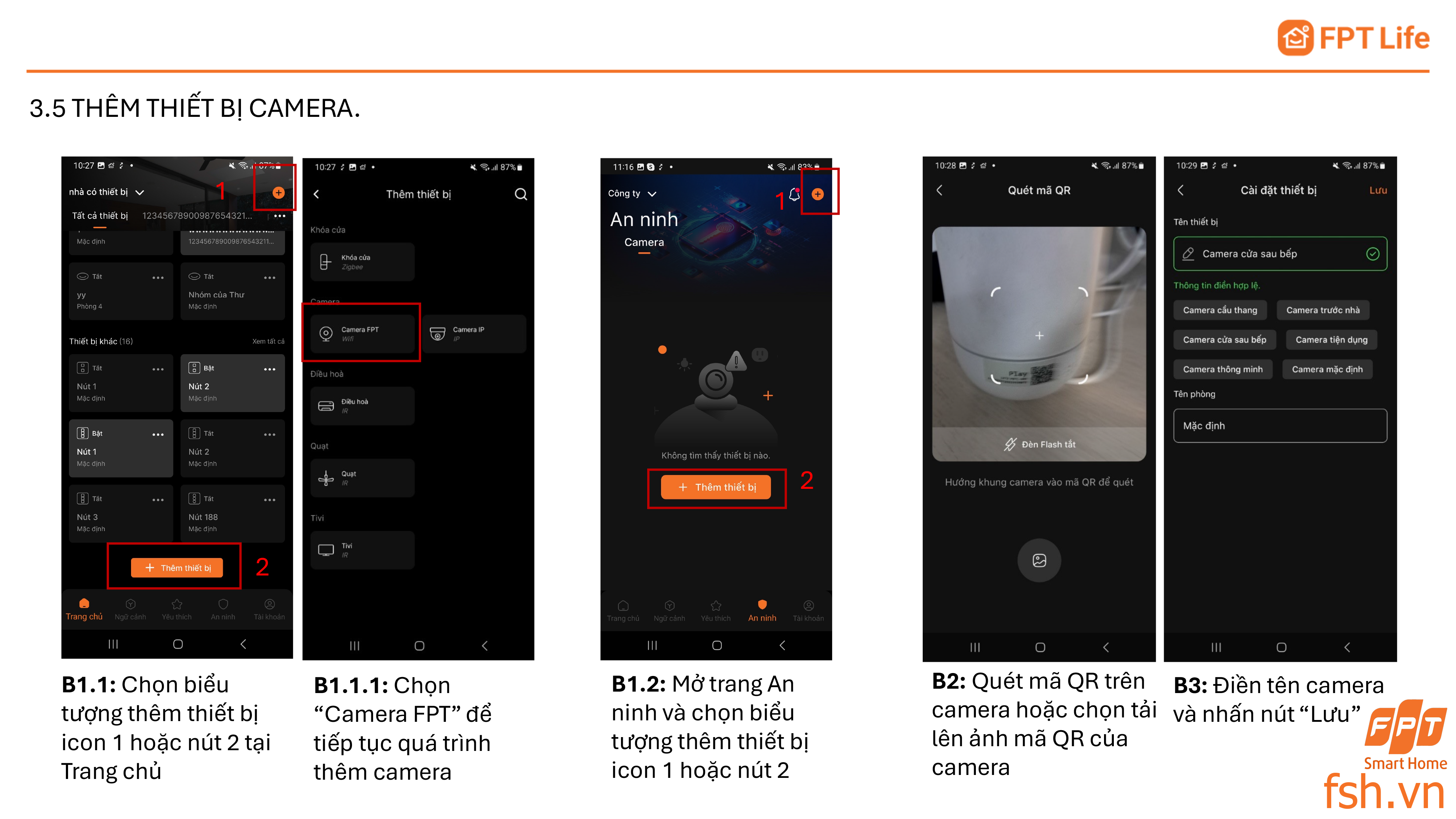 Thêm thiết bị Wifi camera App FPT Life Pro
