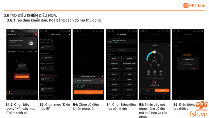 Cách thêm điều khiển điều hoà vào bộ hồng ngoại App FPT Life pro