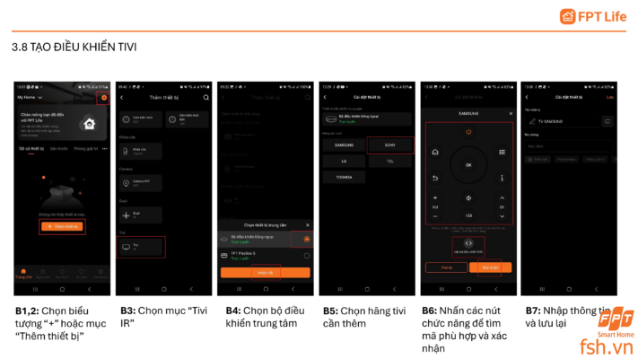 Cách thêm điều khiển tivi vào bộ hồng ngoại App FPT Life pro