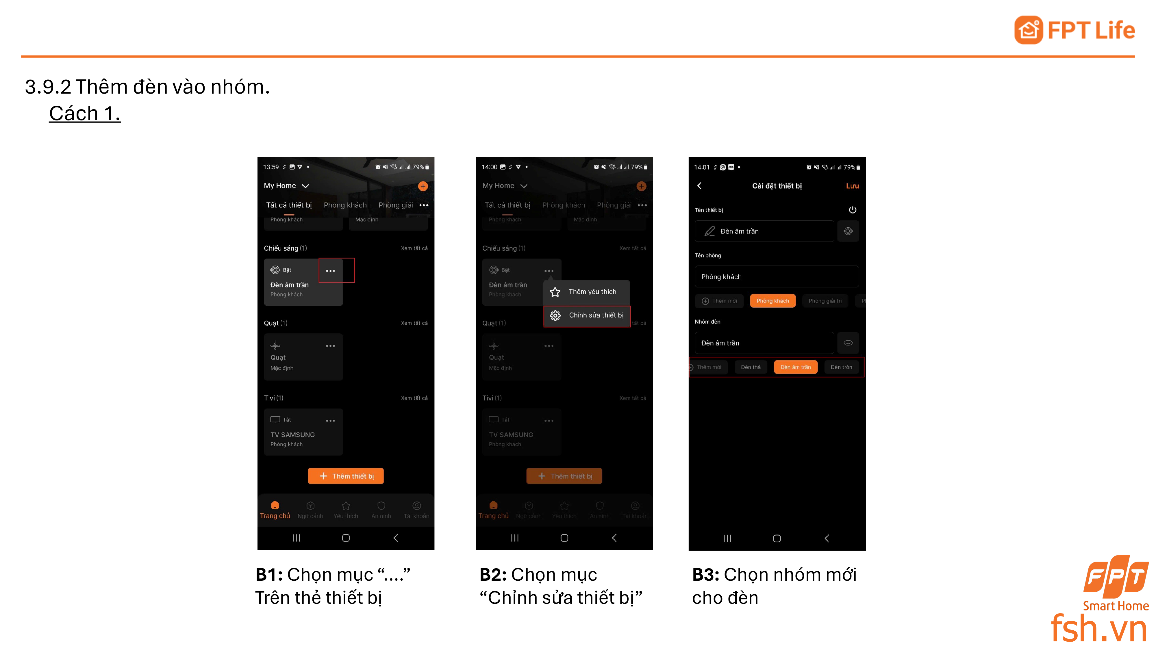Thêm đèn thông minh vào nhóm FPT Life Pro