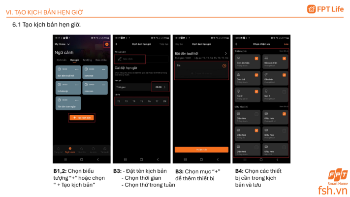 Tạo kịch bản hẹn giờ trên App FPT Life Pro
