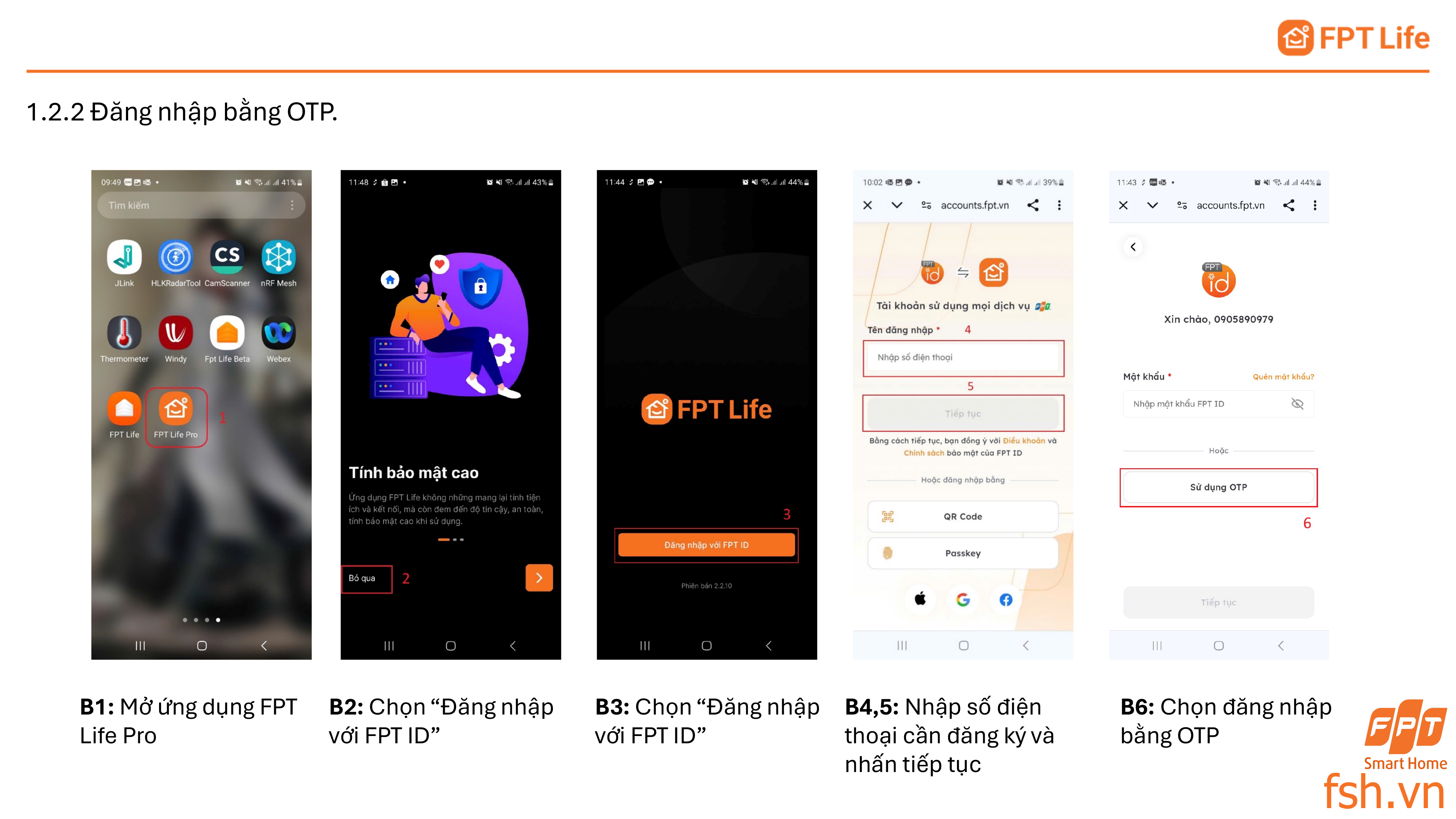 Hướng dẫn đăng nhập bằng OTP App FPT Life Pro