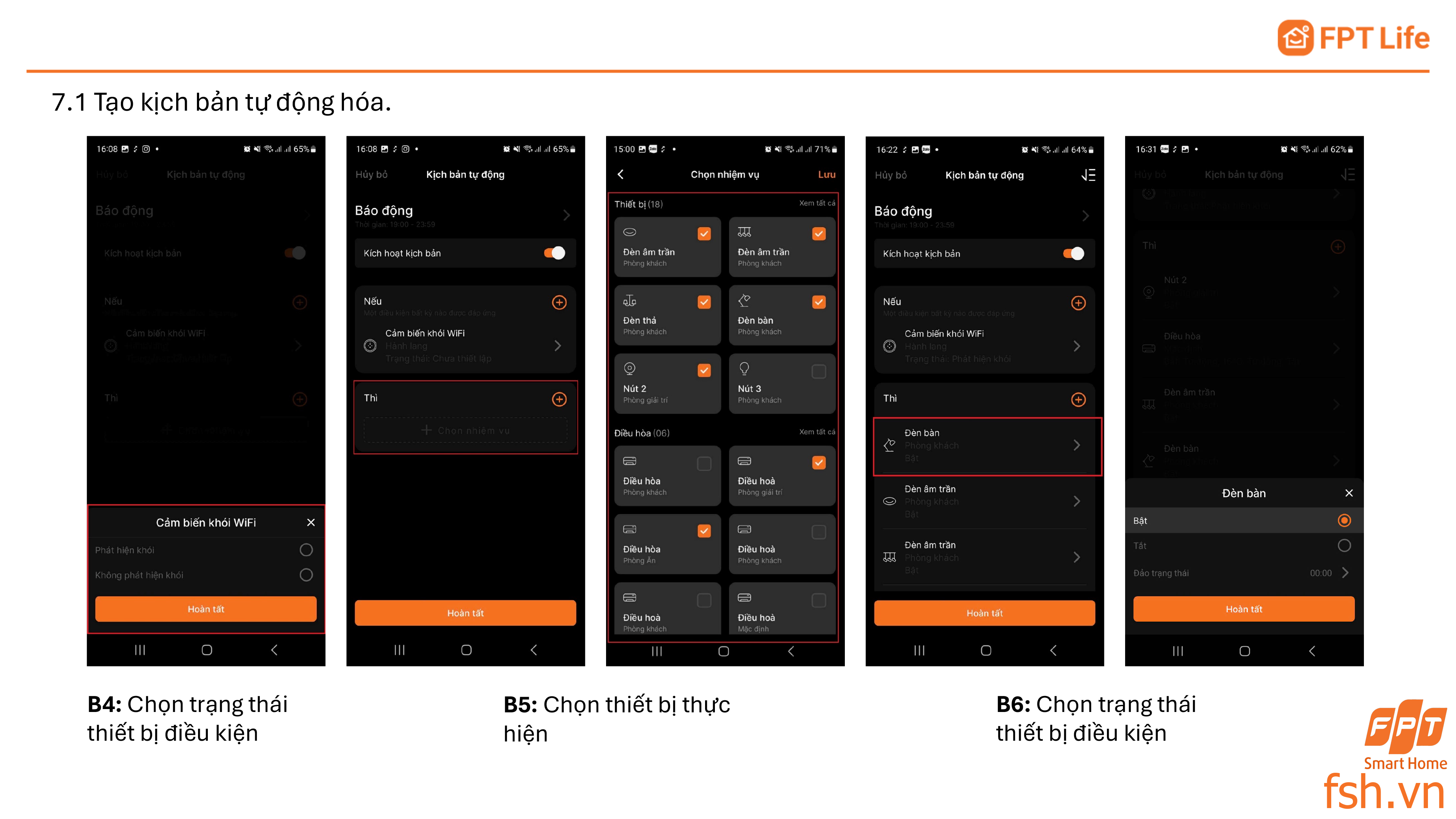 Tạo kịch bản tự động hoá trên App FPT Life Pro